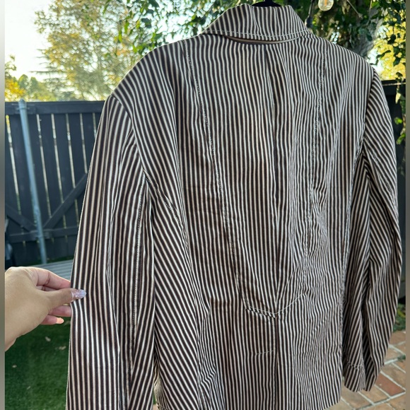 90s Vintage Brown Striped Blazer - Picture 5 of 7